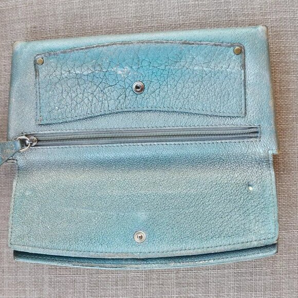 Jimmy Choo Women Cardholder Wristlet Clutch Blue Leather Purse Wallet Made Italy - Picture 7 of 14